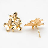 10pcs Floral Stud Earring Posts, 14mm with Loop (GB-956)