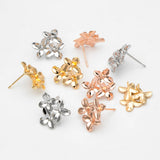 10pcs Floral Stud Earring Posts, 14mm with Loop (GB-956)