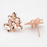 10pcs Floral Stud Earring Posts, 14mm with Loop (GB-956)