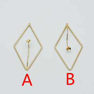 10pcs Rhombus Pendants with Cap for Stone Pearls, Geometric Earring Pendants