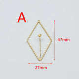 10pcs Rhombus Pendants with Cap for Stone Pearls, Geometric Earring Pendants
