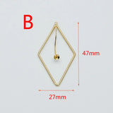 10pcs Rhombus Pendants with Cap for Stone Pearls, Geometric Earring Pendants