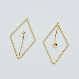 10pcs Rhombus Pendants with Cap for Stone Pearls, Geometric Earring Pendants