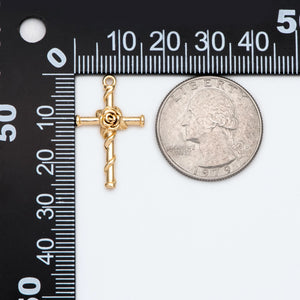 10pcs Rose Cross Charm 26x16mm Earring Findings DIY Jewelry Making Supplies