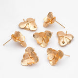 10pcs Rough Flower Ear Posts 15x15mm, Pearl Peg Earring Mounts