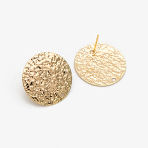 10pcs Round Hammered Disc Ear Posts 20mm, Geometric Stud Earring DIY Components