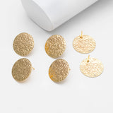 10pcs Round Hammered Disc Ear Posts 20mm, Geometric Stud Earring DIY Components