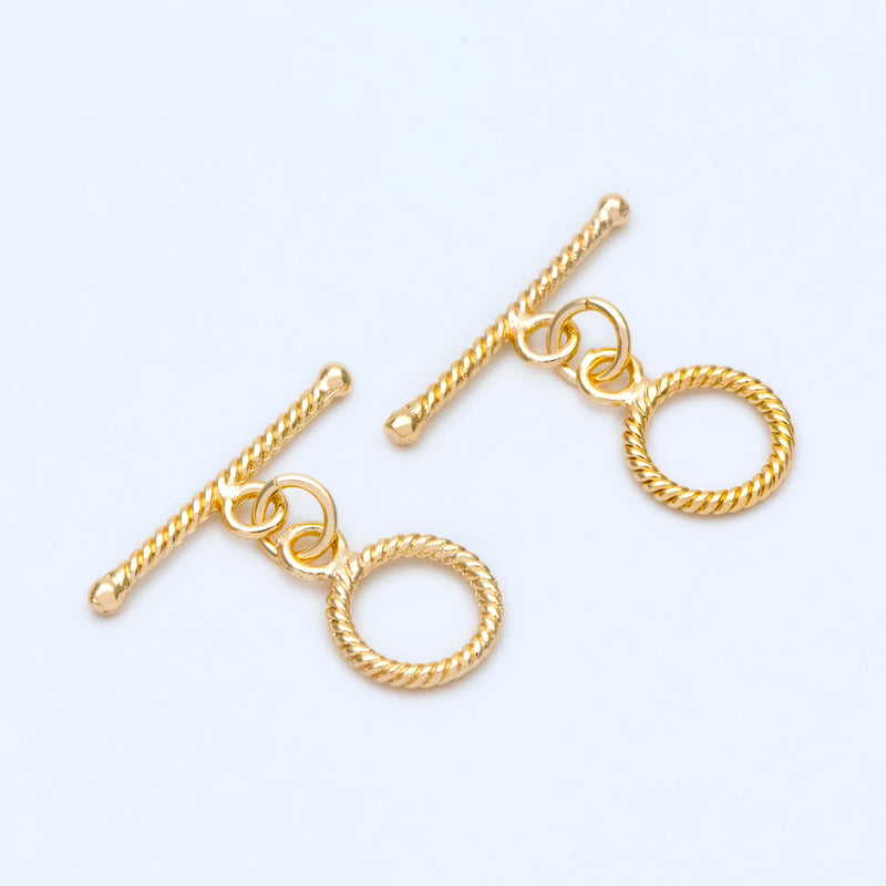 10pcs Round Toggle Clasp, 18K plated Brass Clasps