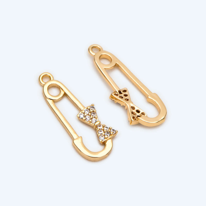 10pcs CZ Paved Bow Tie Charms for Jewelry Making DIY