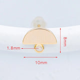 10pcs Semi-circle Ear Posts 10x8mm, Brass Geometric Stud Earrings