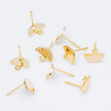 10pcs Semi-circle Ear Posts 10x8mm, Brass Geometric Stud Earrings