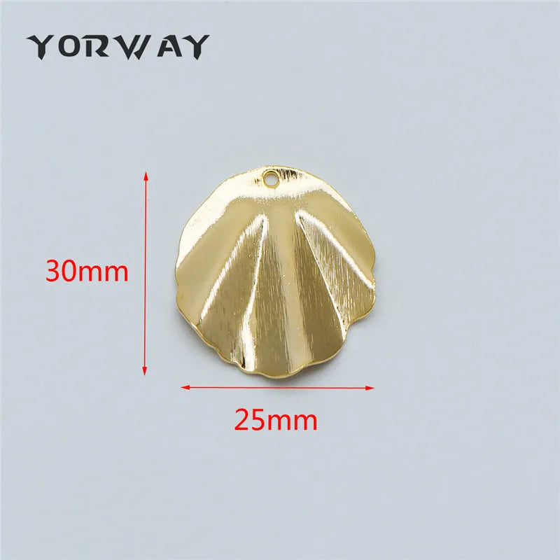 10pcs Plated Brass Shell Disc Charms 30/35mm Coin Pendants