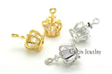 10pcs Silver Crown Charms with CZ Stones for Bracelets