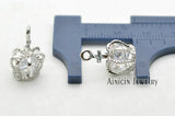 10pcs Silver Crown Charms with CZ Stones for Bracelets