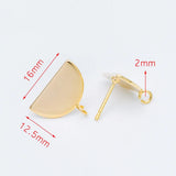 10pcs Gold/Silver Geometric Ear Posts 16mm Half Moon Stud Earrings
