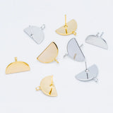 10pcs Gold/Silver Geometric Ear Posts 16mm Half Moon Stud Earrings