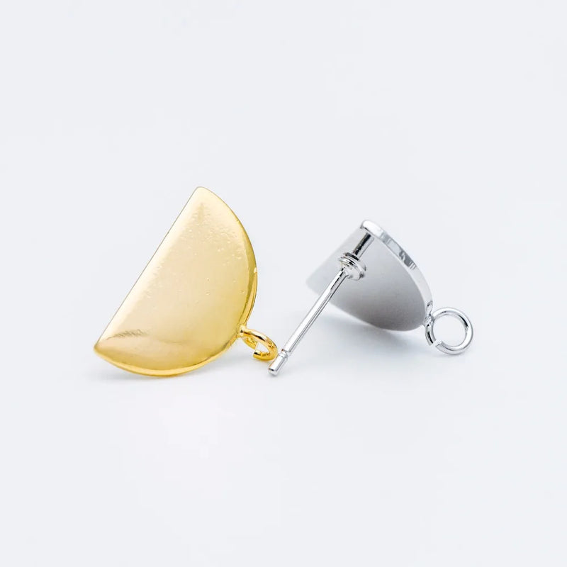 10pcs Gold/Silver Geometric Ear Posts 16mm Half Moon Stud Earrings