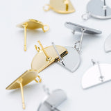 10pcs Gold/Silver Geometric Ear Posts 16mm Half Moon Stud Earrings