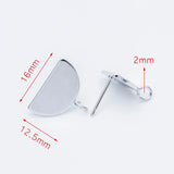 10pcs Gold/Silver Geometric Ear Posts 16mm Half Moon Stud Earrings