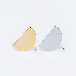 10pcs Gold/Silver Geometric Ear Posts 16mm Half Moon Stud Earrings