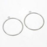 10pcs Silver Circle Pendants 40mm, 18K Plated Brass Geometric Hoop Charms