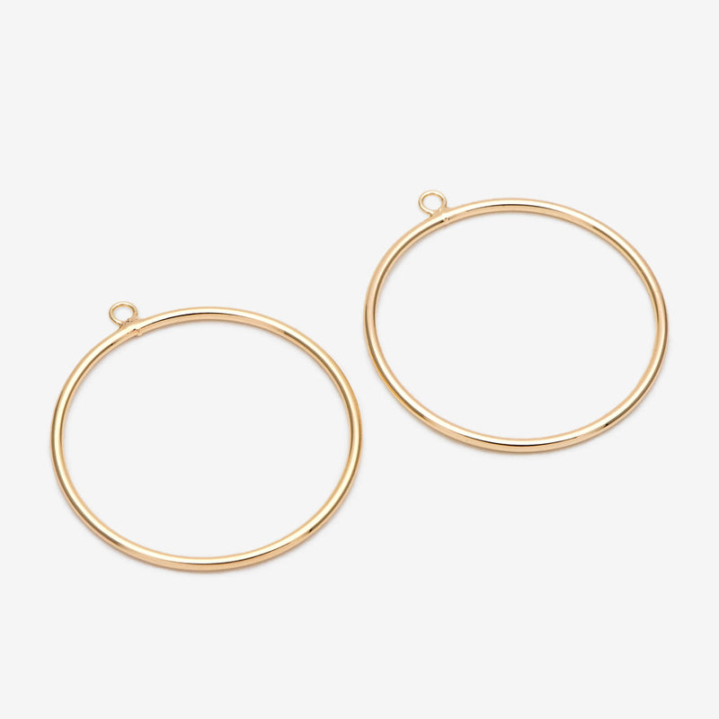 10pcs Silver Circle Pendants 40mm, 18K Plated Brass Geometric Hoop Charms
