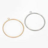10pcs Silver Circle Pendants 40mm, 18K Plated Brass Geometric Hoop Charms