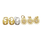 10pcs Silver Mini Lock Sun Pendant CZ DIY Earrings Jewelry Findings