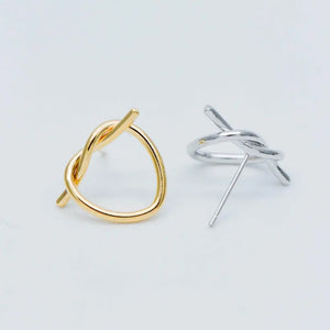 10pcs Heart Wire Earring Posts 18x14mm, Gold/Silver Tone