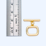 10pcs Square Toggle Clasp, 18K Plated, Close Clasp