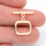 10pcs Square Toggle Clasp, 18K Plated, Close Clasp