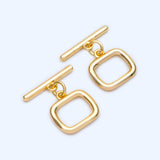 10pcs Square Toggle Clasp, 18K Plated, Close Clasp