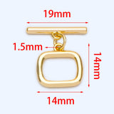 10pcs Square Toggle Clasp, 18K Plated, Close Clasp