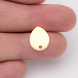 10pcs Teardrop Ear Posts 12x10mm, 18K Plated Brass