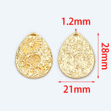 10pcs Teardrop Flower Textured Pendants 21x28mm, Brass Charms