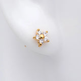 10pcs Tiny Flower Earring Posts 5.3mm, 18K Plated Brass Earring Studs