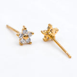10pcs Tiny Flower Earring Posts 5.3mm, 18K Plated Brass Earring Studs