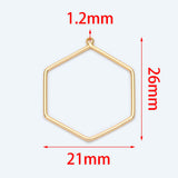 10pcs Hexagon Wire Charms 26x21mm, Geometric Hoop Pendants