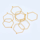 10pcs Hexagon Wire Charms 26x21mm, Geometric Hoop Pendants