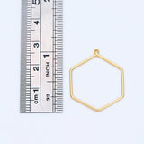 10pcs Hexagon Wire Charms 26x21mm, Geometric Hoop Pendants