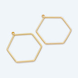 10pcs Hexagon Wire Charms 26x21mm, Geometric Hoop Pendants