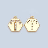 10pcs Plated Brass Constellation Charms 10x11mm CZ Paved Mini Horoscope Pendants