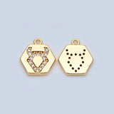 10pcs Plated Brass Constellation Charms 10x11mm CZ Paved Mini Horoscope Pendants
