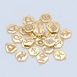 10pcs Plated Brass Constellation Charms 10x11mm CZ Paved Mini Horoscope Pendants