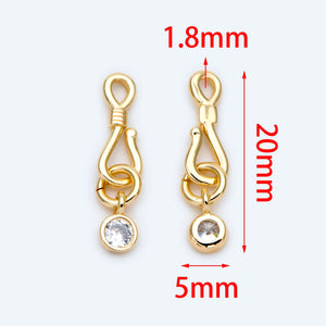 10pcs Plated Brass Hook and Eye Clasp 20mm DIY Jewelry Finding (GB-1549-1)