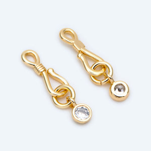 10pcs Plated Brass Hook and Eye Clasp 20mm DIY Jewelry Finding (GB-1549-1)