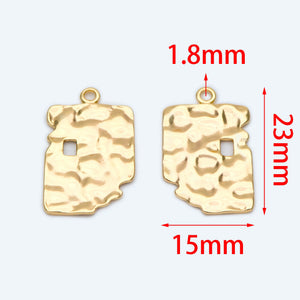10pcs Brass Irregular Charms Hammered Pendants 23x15mm