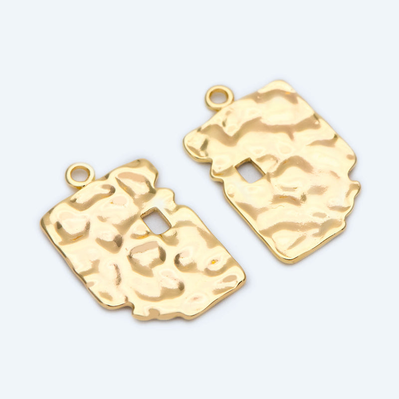 10pcs Brass Irregular Charms Hammered Pendants 23x15mm