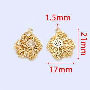 10pcs Brass Micro Paved Filigree Charms Pendants, 21x17mm