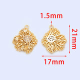 10pcs Brass Micro Paved Filigree Charms Pendants, 21x17mm